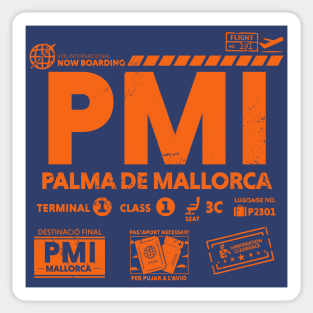 Vintage Palma de Mallorca PMI Airport Code Travel Day Retro Travel Tag Sticker